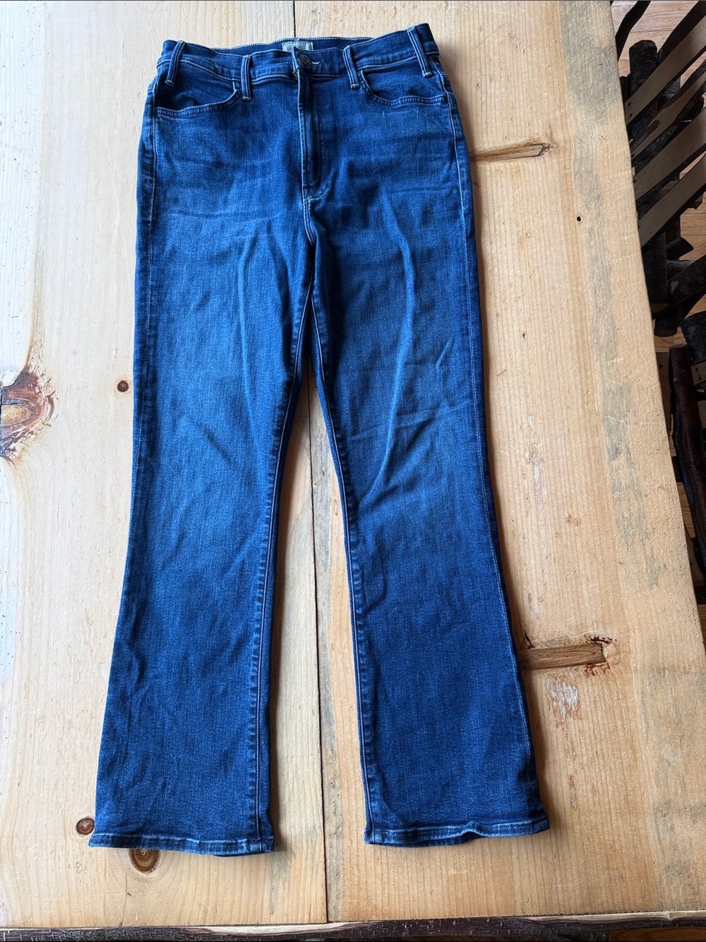 MOTHER Denim Womens 30”Hustler Ankle High Rise Straight Jeans Heirloom Wash USA
